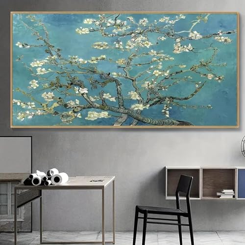 Affiches sur toile de fleur d'amandier grand format 90x180 cm