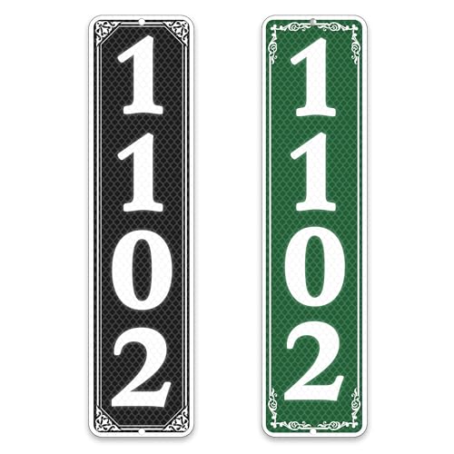 YIPTOUR 911 Reflective Address Sign for Houses Custom Address Plaque for Mailbox Driveway Customized Reflective House Numbers Sign for Outside Waterproof .040 Aluminum (Vertical-Dark-color style 10x3.15)