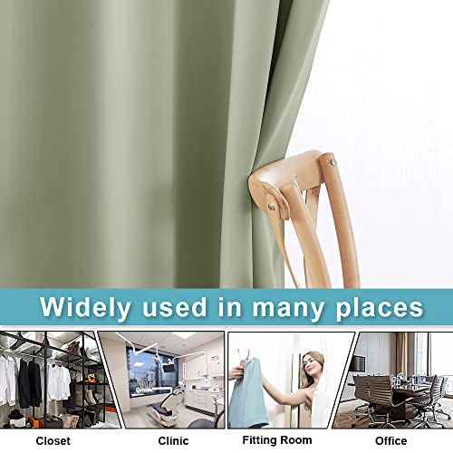 Image of RYB HOME Extra Wide Curtains for Divider Room Separation Soundproof Temporary Door Curtains for Bedroom Closet Office Theatre Garage Living Room Privacy Drop Cloth, W 120 x L 90 inches, Sage Green