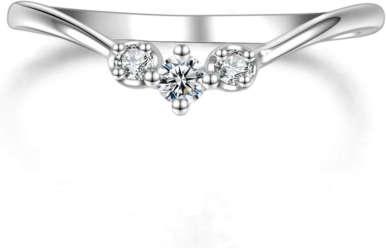 18K Gold Plated Sterling Silver & Cubic Zirconia Curved Wedding Band