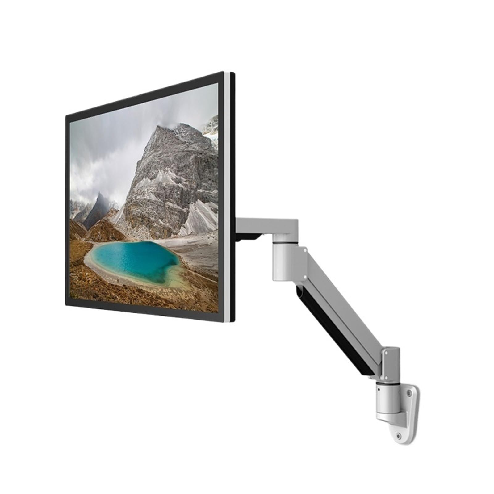YLUPVT Computer monitor stand TV screen wall mount universal base dual screen telescopic rotation lift(Silver)