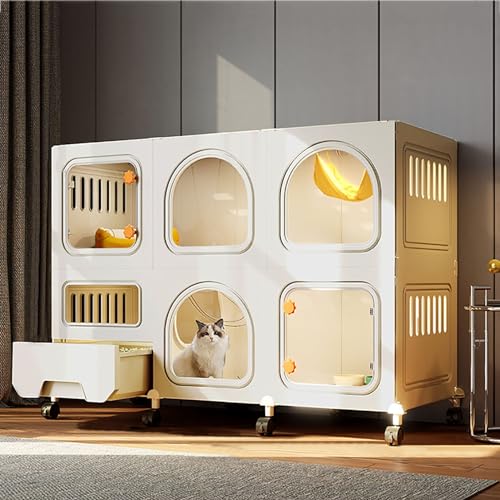 Large Cat Cage Indoor Enclosure with Litter Box, Spacious and Sturdy Design, Good Breathability, DIY Assembly, Ideal for Cats