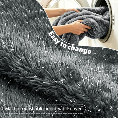 Image of Memory Foam Bean Bag Chair for Adults, 6FT Dark Gray Shining