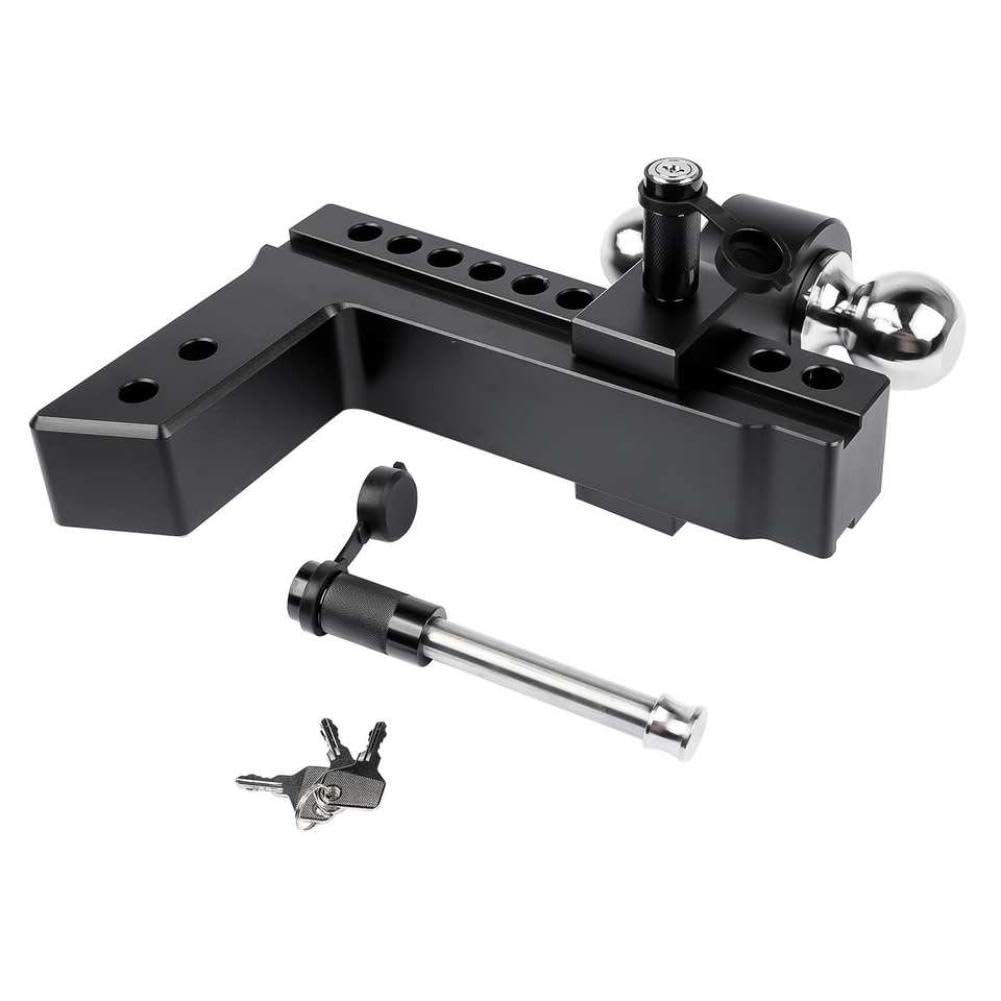 Soporte de Bola de Enganche de Remolque Ajustable para Receptor de 2, 5 Pulgadas, Enganche de elevación de caída de 10 Pulgadas, Bolas de 2 Pulgadas y 2 de 5 y 16 Pulgadas, Compatible con