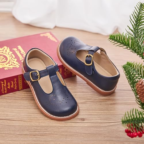 Image of GINFIVE Toddler Girls Dress Shoes Little Kids Flats School Mary Janes Shoes
