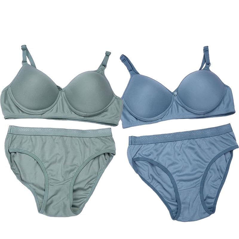 FitSilk Women Cotton Full Coverage Padded Wire Free Bra Panty Lingerie Set Combo-picture-45