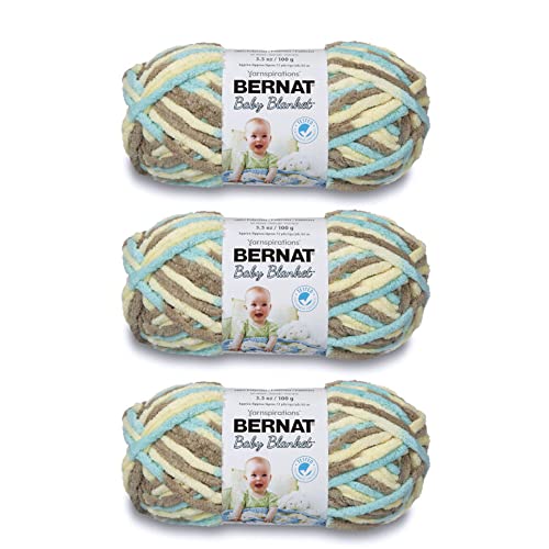 Image of Bernat Baby Blanket Yarn for Crocheting Soft, Beach Babe, 3-Pack | #6 Super Bulky Yarn, 100% Polyester, Soft Baby Blanket Yarn for Crochet, Knitting & Crafts, 72yds, 100g /3.5oz per skein