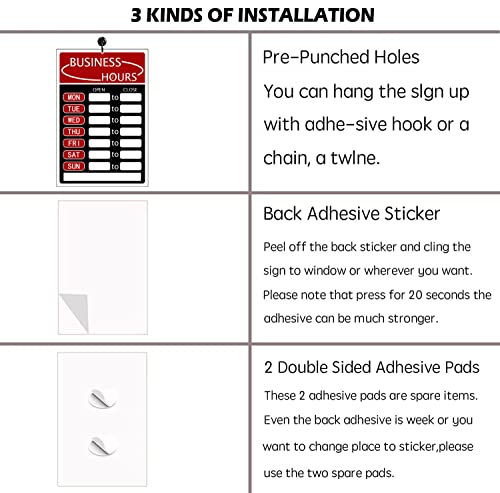 Open Signs, Business Hours Sign Kit - Bright Red And Black Colors， Business Hours Sign,Hours Of Operation Signs For Business,Pvc Open Sign With Hours And Adhesive,Changeable Store Hours Sign,Ideal Signs For Any Business,Store Or Office（8”X 12”） #TOP2
