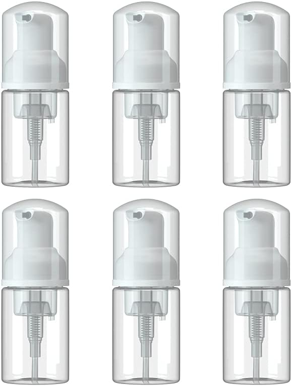 Frascos plásticos recarregáveis com bomba de espuma MKLZ, transparentes, 30 mL, Pacote com 6