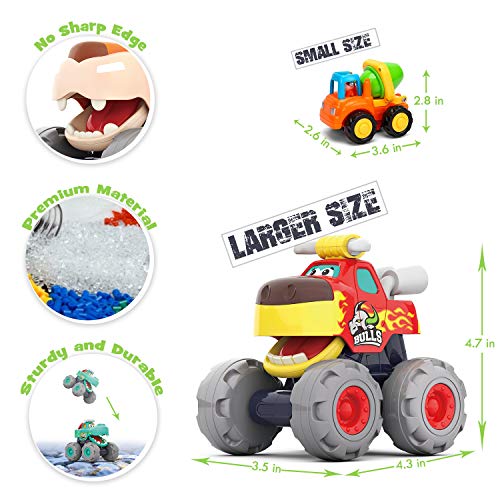 Moontoy Toy Cars For 1 2 3 Year Old Boys, 3 Pack Friction Powered Cars Pull Back Toy Cars Set - Bull Truck, Leopard Truck, Crocodile Trucks, Push And Go Toy Cars For Toddler Boys Baby Gift. #TOP1