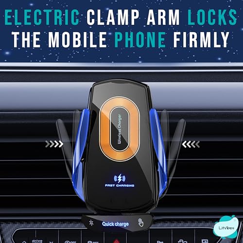 Image of Car Wireless Charger, Automatic Clamping Car Mount 15W Wireless Charging Car Mobile Holder 360 Rotatable, Compatible with Magsafe,iPhones & All Wireless Charge Enabled Phones - Black