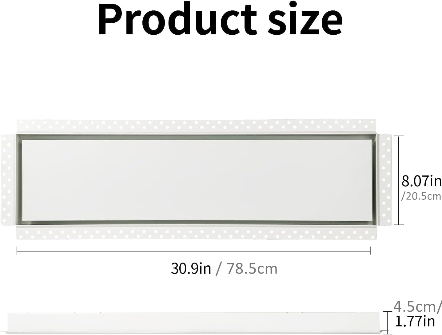Zion Steel Return Air Grille 8" x 30" Flush Mount Stainless Steel White Modern