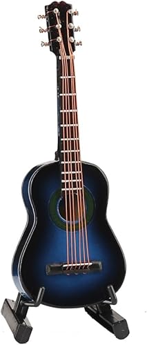 Miniatura 6 de Guitarra miniatura de madera con soporte y estuche, mini instrumento musical, réplica de guitarra clásica, figuras coleccionables, modelo de