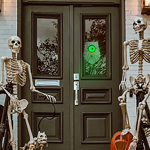 Campainha Spider com iluminação LED Globo ocular móvel Sons assustadores Assustadores Decoração de c