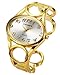 Top Plaza Women Fashion Gold Tone Circle Band Arabic Numeral Scale Bangle Cuff Dress Bracelet Watch