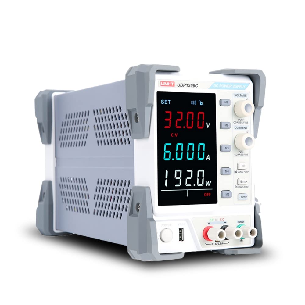 UNI-T UDP1306C - Fuente de alimentación de laboratorio DC programable lineal con 1 canal; 192 W; 0-32 V; 0-6 A; resolución de 10 mV/1 mA, precisión de ajuste: tensión: < (0,01% + 3 mV), corriente: ≤