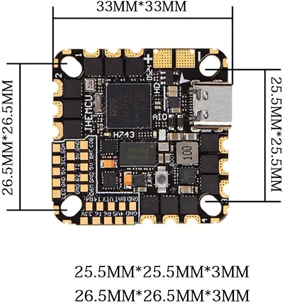 GH743AIO-HD 50A AIO Flight Controller with AM32 ESC and Dual ICM-42688 Gyros (50 Amps)