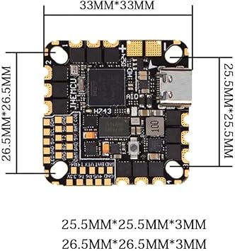 GH743AIO-HD 50A AIO Flight Controller with AM32 ESC and Dual ICM-42688 Gyros (50 Amps)