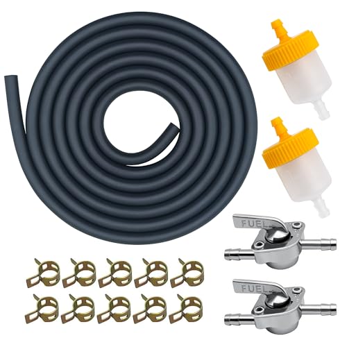 Strongthium 3/16 Fuel Line Hose Kit for Scooters ATVs Dirt Bikes Mini Bikes & Go-Karts with 3/16 Gas Clamps Valve & Filters 6.6 FT
