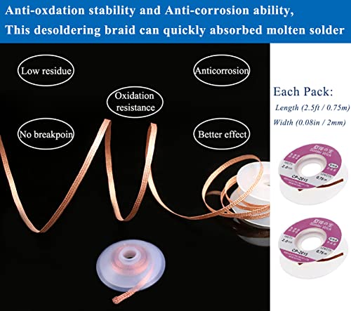 2Pack Solder Soldering Wire 60-40 Fine 0.6Mm Reel Tin Lead Rosin Core + 2Pack Solder Wick No-Clean Desoldering Wick Braid + Soldering Rosin Flux Paste For Electronics Repairing Diy #TOP3