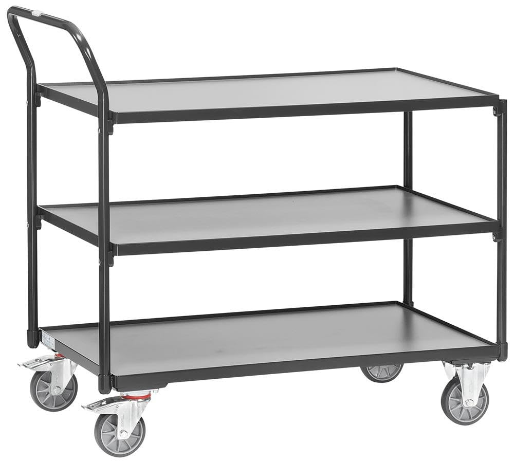 fetra Tischwagen, 3 Etagen, 300 kg, B850 x T500 mm, grau