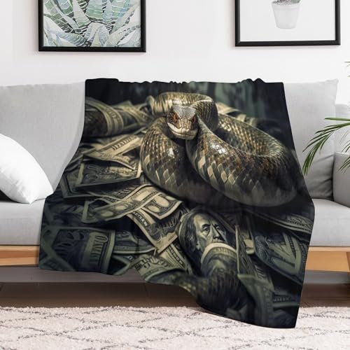 Couverture 3D serpent en flannel douce et chaude 100x130cm lavable