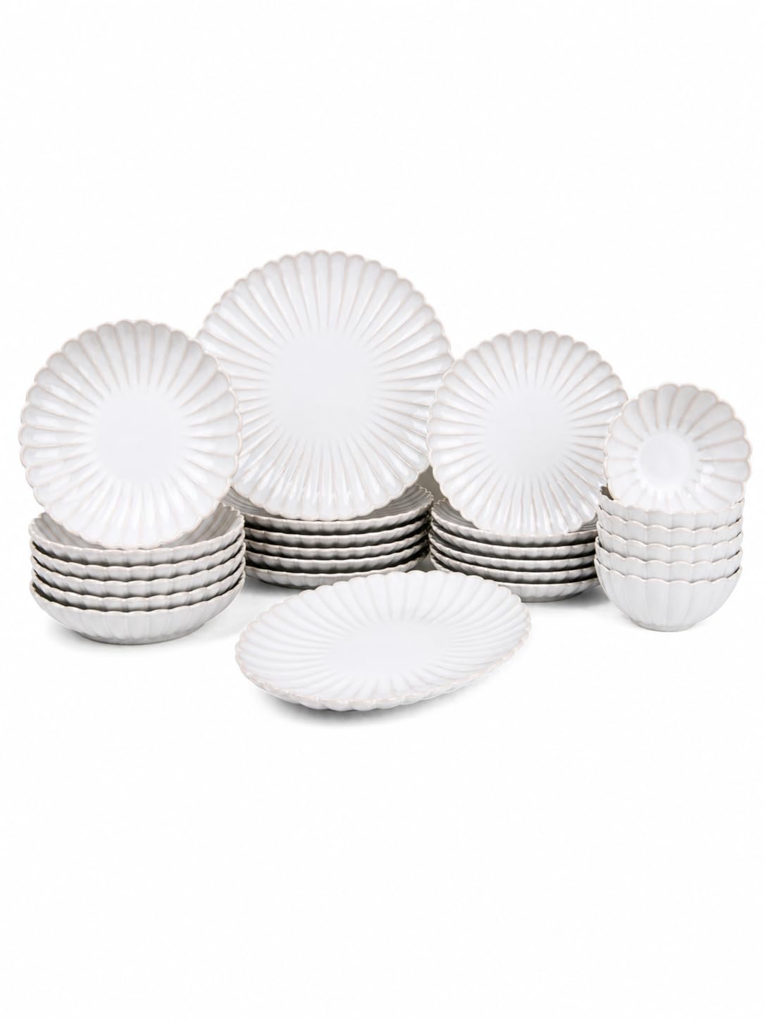 BRICARD Juego De Platos Paris Beige 25 Piezas - Vajillas Completas 6 Personas De Vajilla Porcelana - Con Platos Llanos, Platos Hondos Y Cuencos - Platos Vajilla Para Microondas Y Lavavajillas