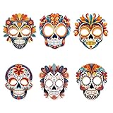 USUKUSI 12 Pcs Day of The Dead Skull Mask Mexican Halloween Masquerade Mask Day Of The Dead For Skull Party Supplies Face Costume Accessories, 6 Styles