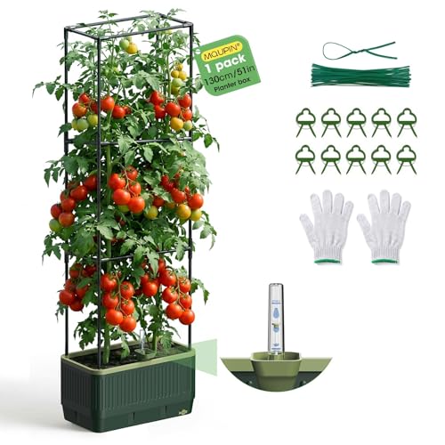 MQUPIN Tomaten Pflanzkästen 1 Stück Selbstbewässerung Tomaten Rankhilfe Pflanzen Höhe Einstellbar Tomatenturmfür Kletterpflanzen Gemüse Blumen