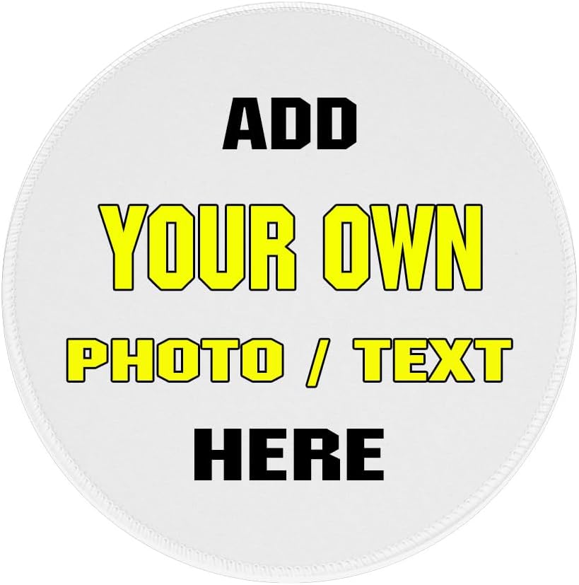 Custom Mousepad Personalized Circle Mousepad Thickened Non-Slip Rubber Mousepad with Photo Picture Name Desk Make Your Text Writing Pad for Office Home Laptop Desk Mat, 1-White