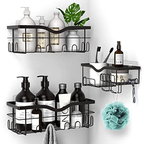 LiviNGPAi Shower Caddy Bathroom Organizer, Wall Mount Shower Organizer, Rustproof Stainless Steel Shower Shelves, Bathroom Shelves for Bathroom, Toilet, Kitchen and Dorm (3 Pack)