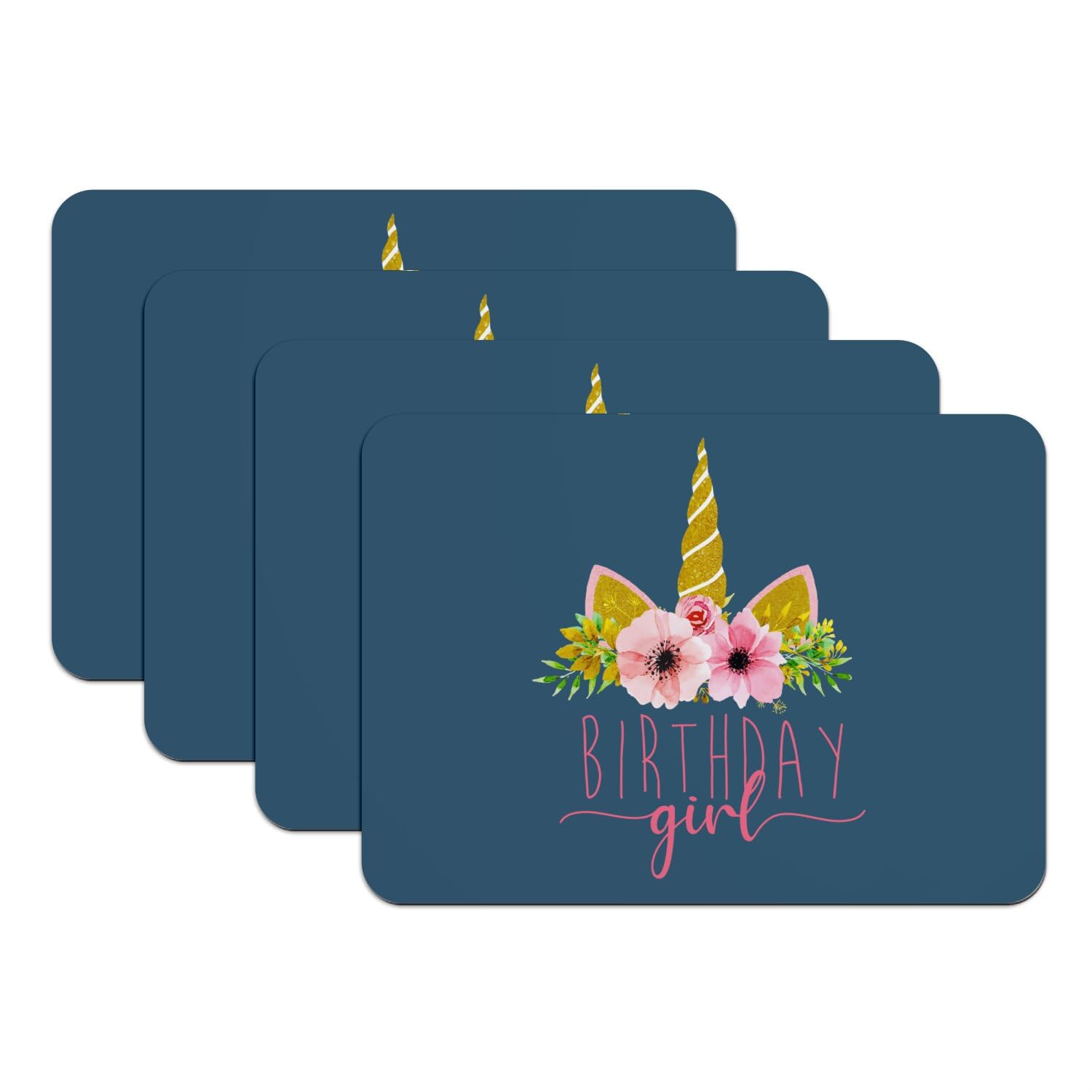 Set de table licorne bleu grand format fini les verres renversés
