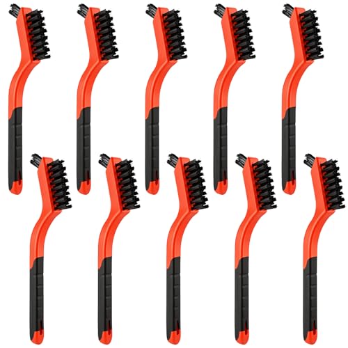 10PCS Nylon Cleaning Brushes for Tight Spaces Non Scratch Detail Cleaning Brush Set for Window Tracks Kitchen Bathroom Keyboard Car Detailing & Household Cleaning