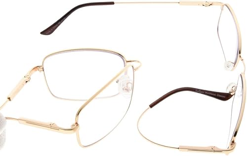 Miniatura 3 de Eyekepper Gafas de lectura progresivas de 3 niveles de visión multifocal, lentes de lectura anti UV, marco de memoria flexible para hombres, Oro