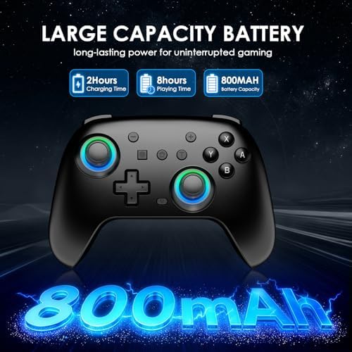 Switch Controllers 2 Pack with Charging Dock, Switch 2 Controller for Nintendo Switch/Switch 2/Lite/OLED, Wireless Switch 2 Pro Controller with RGB/Wake up/6-Axis Gyro/Dual Vibration/Turbo/Screenshot — view 6