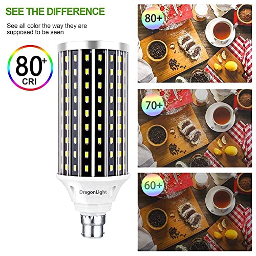 DragonLight Super Bright 50W B22 Bayonet Cap LED Corn Light Bulbs (400 Watt Equivalent) - 6000K Daylight 5500 Lumens, Pack of 2 - Image 4