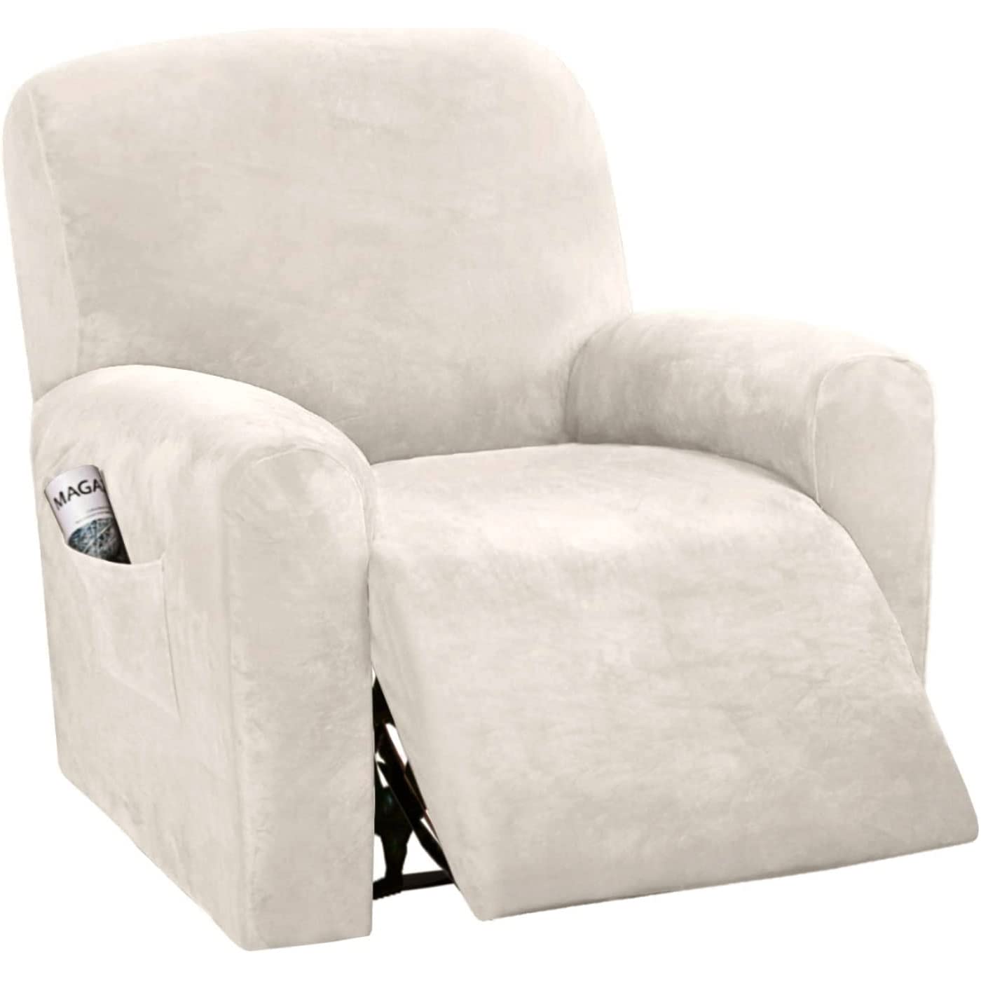 BellaHills Velvet Sofa Slipcover High Spandex Sofa Cover/Lounge Covers/Couch Covers for Recliner Ivory Sofa Protector for Dogs High Stretch Furniture Protector Cover — image 1