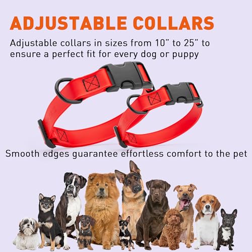 Image of Dogline Biothane Waterproof Dog Collar with Quick Release Buckle Strong Coated Nylon Webbing with Odor- Proof for Easy Care Easy to Clean Fits Small Medium Large Dogs, Red 5 /8 inch W 9-14 inch L