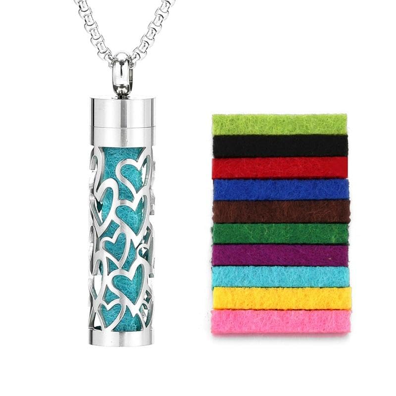 SILVISH Aroma Core Necklace with Perfume, Aromatherapy Diffuser Pendant For Men (Heart)