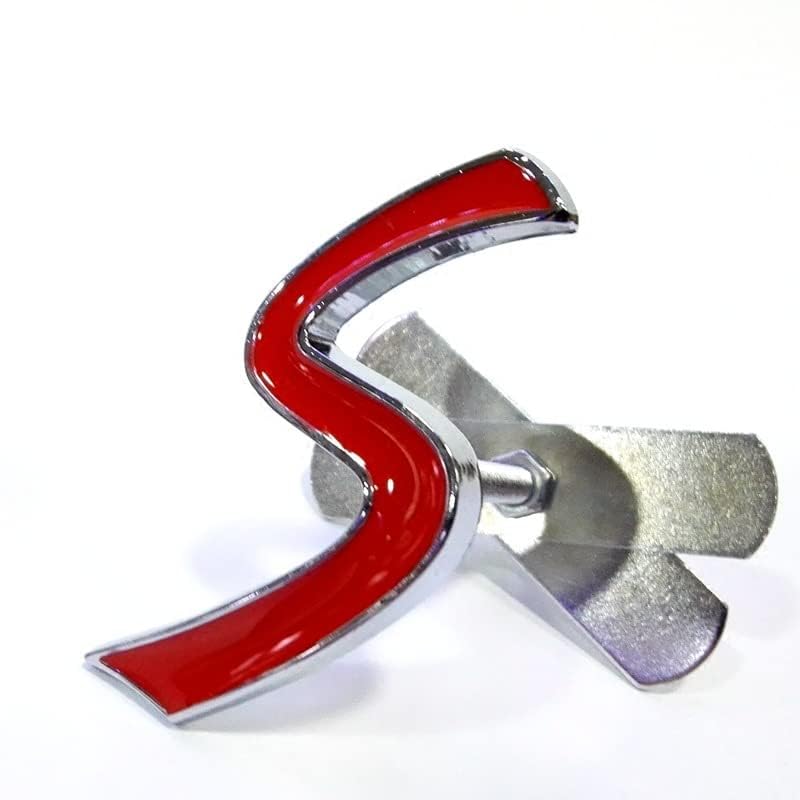Image of Metal S Lettering Front Grille Grill Chrome w /Mount Emblem Badge Fit for Universal Cars (Red)