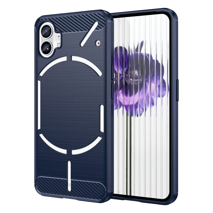 Image of NPRC Hybrid Ultra Slim Protective Case TPU Non-Slip Carbon Fiber Texture Shockproof Case Cover for Nothing Phone 1 - Blue