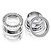Oyaface 2 PCS Silver Tunnels Set Screw Fit Plugs 8G-9/16 316L Stainless Steel Ear Gauges Expanders With CZ Stones Body Piercing 4mm