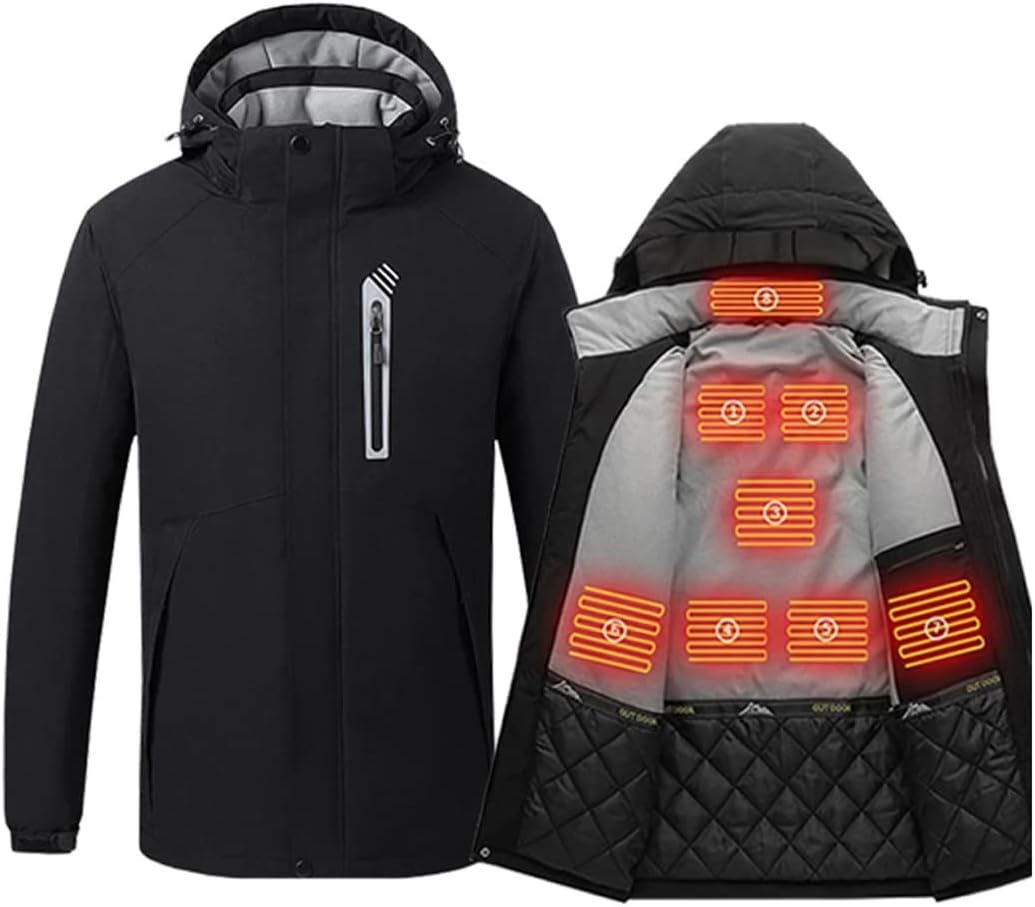 LANGWEI Men's Heating Jacket Winter 8 Zone USB Electric Heated Clothes Charging Waterproof Outdoor Skiing Coat