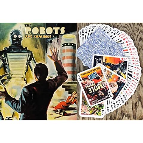 SCI FI Playing Cards (Poker Deck 54 Cards All Different) Vintage Sci Fi Trash Movie Poster Aliens Robots Space Cover