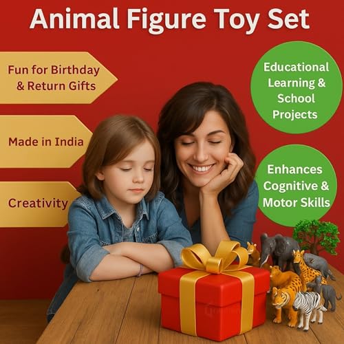 Image of GRAPHENE 31 Pcs Animal Figure Mini Jungle Toys Set Farm Cartoon Educational Toyset Wild Animal Figurines Playsets Jungle Safari Janwar Toys Birthday & Return Gifts School Project Learning for Kids