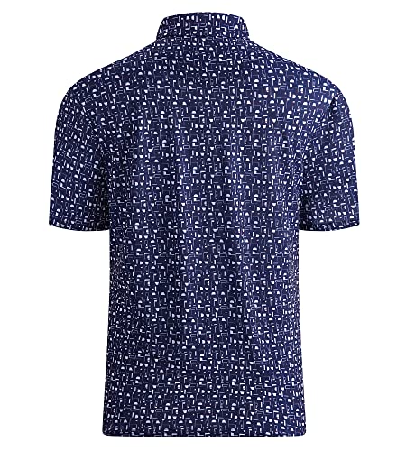 Alex Vando Mens Golf Shirt Moisture Wicking Quick-Dry Print Performance Polo Shirts for Men