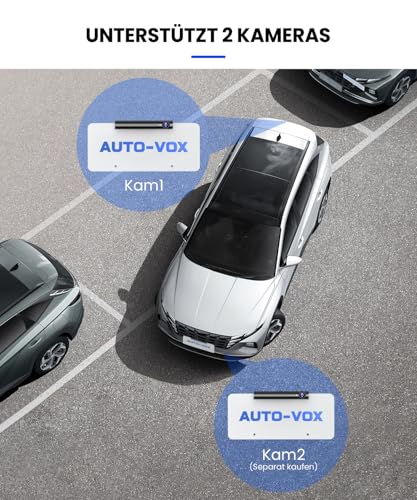 AUTO-VOX Digital Kabellos Rückfahrkamera Set, Unterstützt 2 Kameras zur Einparken/Überwachung,...