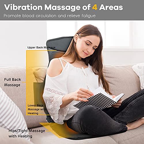 Giantex Back Massager For Back Pain, Chair Massage Pad Shiatsu Massage Seat With 10 Vibration Motors, Heat And 5 Nodes 3 Optional Speeds For Full Body Muscle Relax Kneading Massage Chair Pad #TOP1