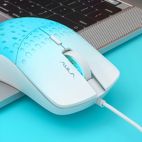 Image of Aula S11 Pro Wired Mouse | RGB Backlit with 3600 DPI | USB Wired RGB Mouse with Side Buttons | Mouse for Laptop /Desktop | Blue
