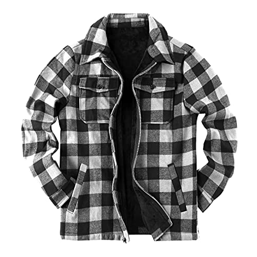 Herren Flanelljacke Karo Jacke Kariert Flanellhemd Karohemd Thermohemd...